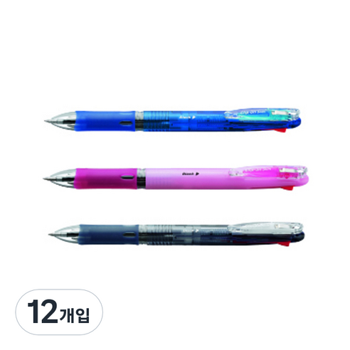 제브라 클립온 슬림 4색 볼펜 0.7mm, 랜덤 발송, 12개입