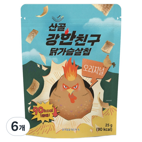 에코맘의산골이유식 유아용 산골 강한친구 닭가슴살칩, 25g, 6개, 오리지널