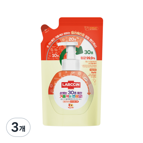 랩신 컬러체인징 핸드워시 복숭아향, 3개, 450ml