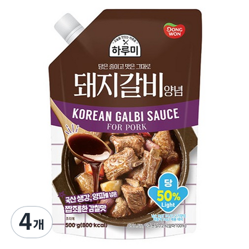 동원 하루미 돼지갈비 양념, 4개, 500g