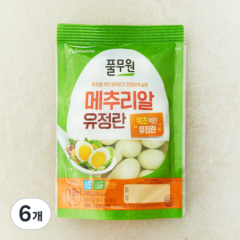 풀무원 깐 메추리알 유정란 19구, 190g, 6개