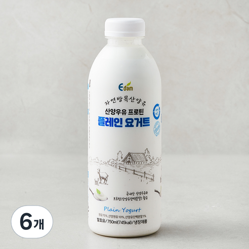 이담 산양우유 프로틴 플레인 요거트, 750ml, 1개입, 6개