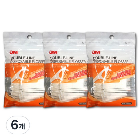 쓰리엠 더블라인 일회용 치실, 42개입, 6개