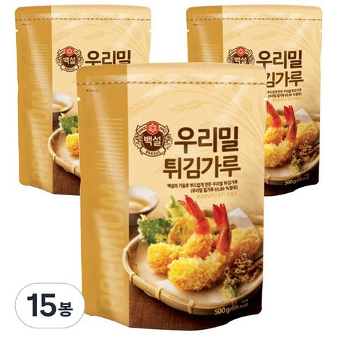 [백설] 우리밀 튀김가루, 500g, 15개