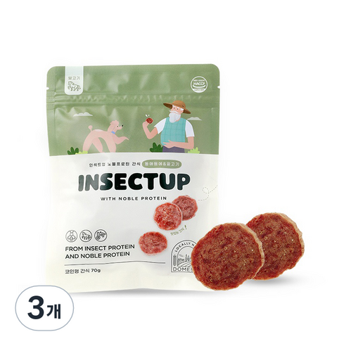 강아지 인섹트업 노블프로틴 저알러지 동전져키 간식 70g, 말고기맛, 3개