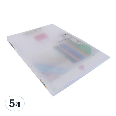 알파 비비드 컬러칩 더블레버화일 A4, 투명, 5개