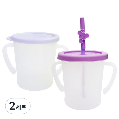 아가프라 유아용 뉴 매직 빨대컵 300ml + 매직 빨대컵 S 300ml 세트, 퍼플, 2세트