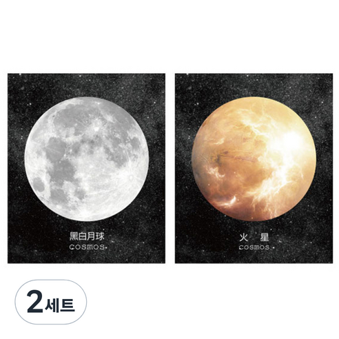 라이프포인트 우주행성 디자인 메모지 2p, 04 달(흑백), 06 화성, 2세트
