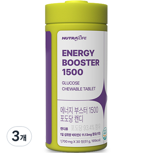 뉴트라라이프 에너지 부스터 1500 포도당 캔디, 51g, 3개