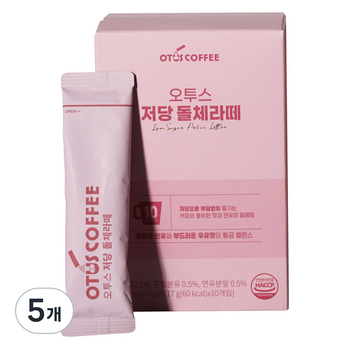 오투스커피 저당 돌체라떼, 5개, 10개입, 17g