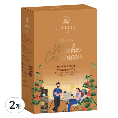 베트남 라만트커피 모카 카푸치노, 2개, 12개입, 15g