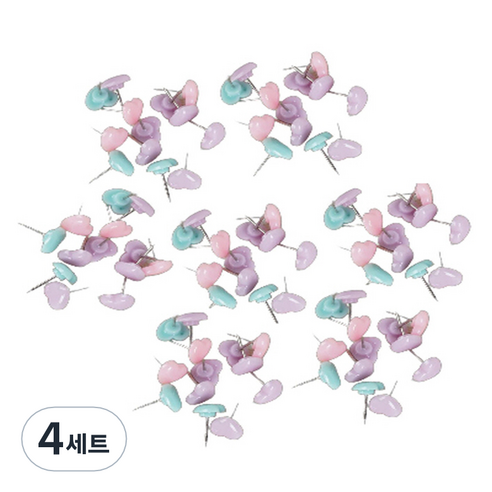 문구담 귀여운 하트모양 압정 세트 마카롱, 50개입, 4세트