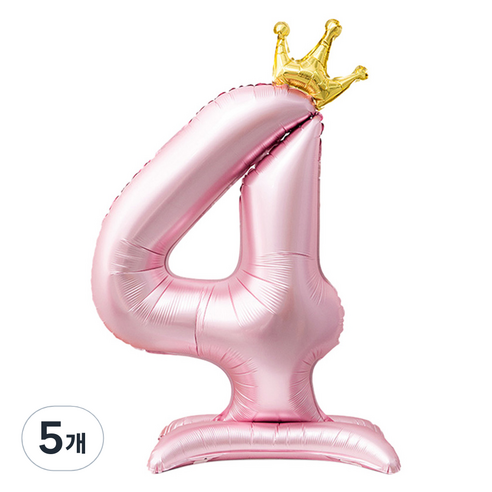 인블룸 대형 왕관 숫자 스탠드 파티풍선 4, 핑크, 5개