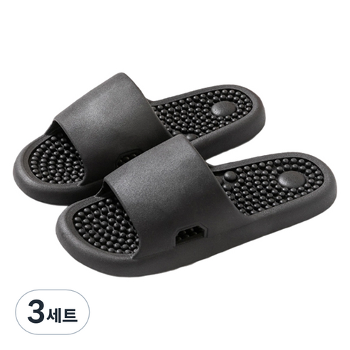 언헤브 뉴 컬러 지압 슬리퍼 250, 04 블랙, 3세트