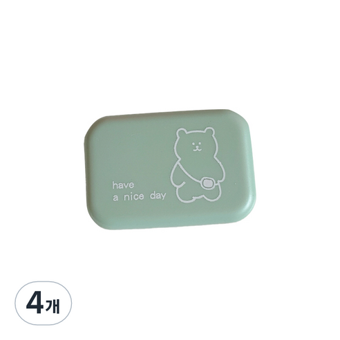 브랜드미 귀여운 곰 렌즈케이스, 그린리틀베어, 4개