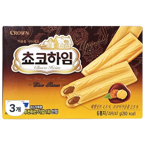 크라운 쵸코하임, 47g, 3개
