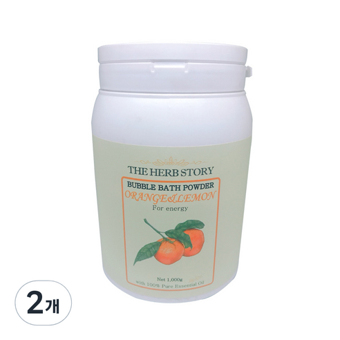 더허브스토리 대용량 버블바스 파우더 오렌지 앤 레몬향, 1kg, 2개