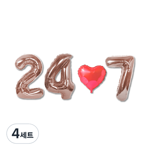 올댓파티 1주년 기념일 풍선 세트, 24/7 언제나, 4세트