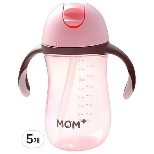 맘플러스 빨대컵 260ml, 핑크, 5개