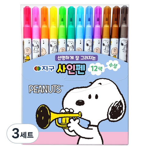 지구화학 피너츠 사인펜 12종 세트, 12색, 3세트