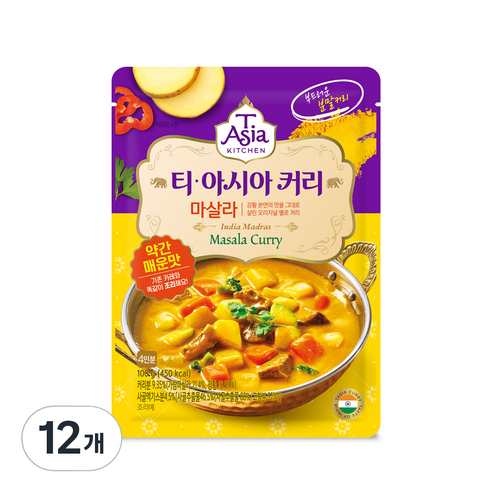 티아시아키친 마살라 커리 분말, 100g, 12개