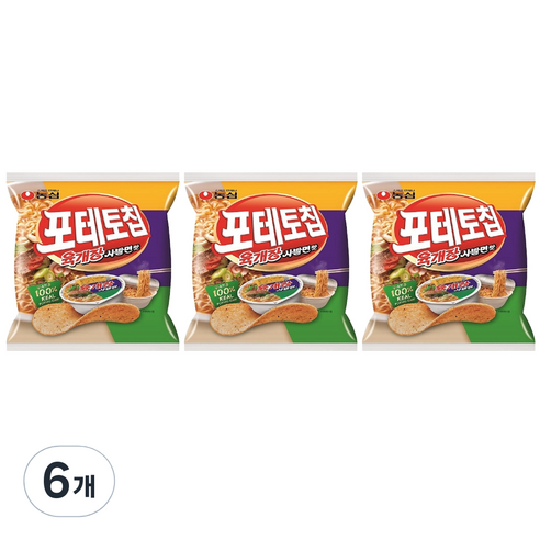 포테토칩 육개장사발면맛, 125g, 6개