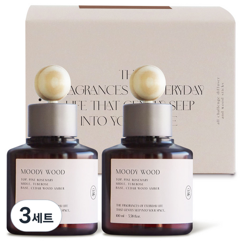 올챌린지 디퓨저, 무디우드, 100ml, 3세트
