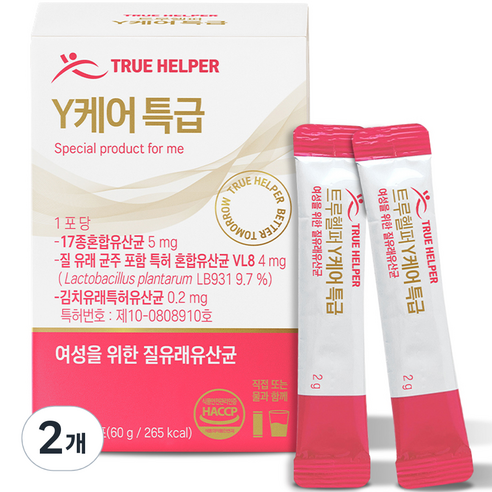 트루헬퍼 여성용 Y케어 특급 질 유래 유산균 프로바이오틱스 30p, 60g, 2개