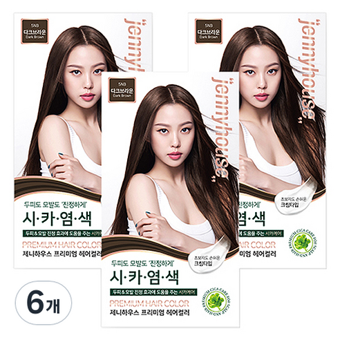 제니하우스코스메틱 프리미엄 헤어컬러 염모제, 다크브라운5NB, 6개