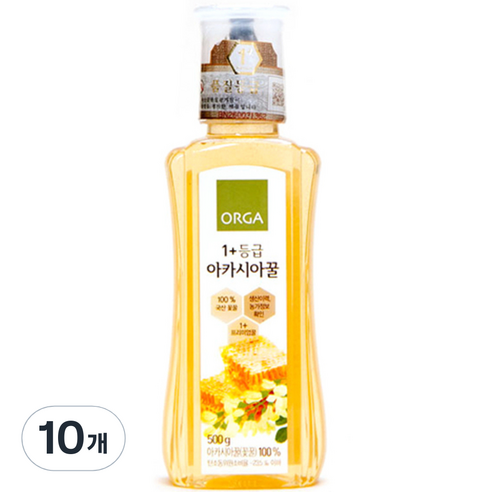 ORGA 1+등급 아카시아꿀, 500g, 10개