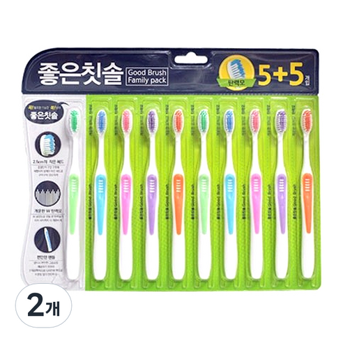 바른생활 좋은칫솔 탄력모, 10개입, 2개