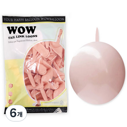 와우파티코리아 와우링커룬 마카롱 풍선 15cm 50p, 피치, 6개