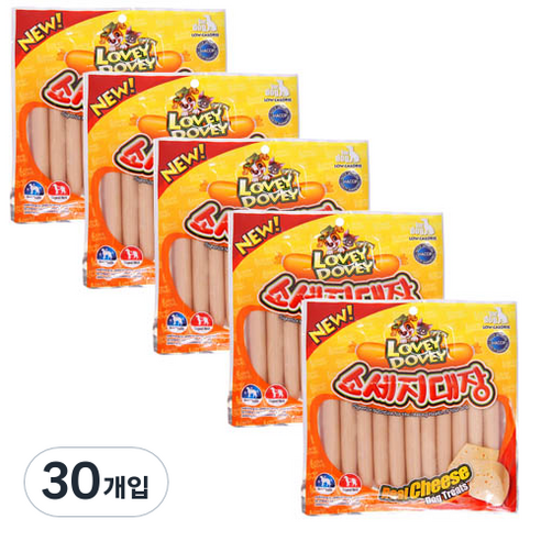 러비더비 강아지 소세지대장 간식 11p, 닭고기 + 치즈 혼합맛, 165g, 30개