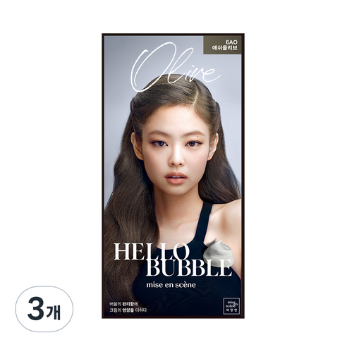미쟝센 올뉴 헬로버블 염모제, 6AO 애쉬올리브, 3개
