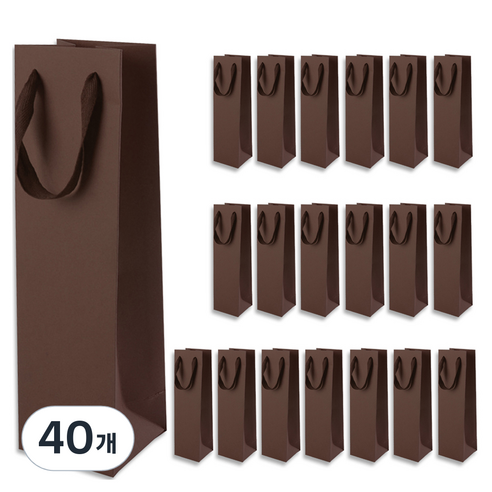 골든래빗 와인C 컬러 와인 종이백 9 x 28 x 8 cm, 브라운, 40개