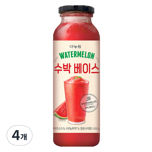 다농원 수박 베이스 음료, 600g, 4개