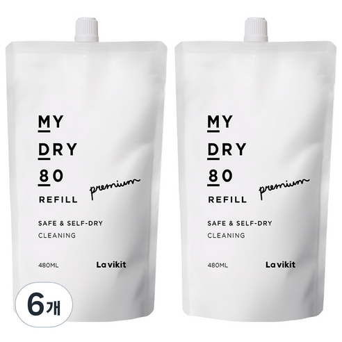 라비킷 마이 드라이 80 클리닝 세탁세제 리필, 6개, 480ml