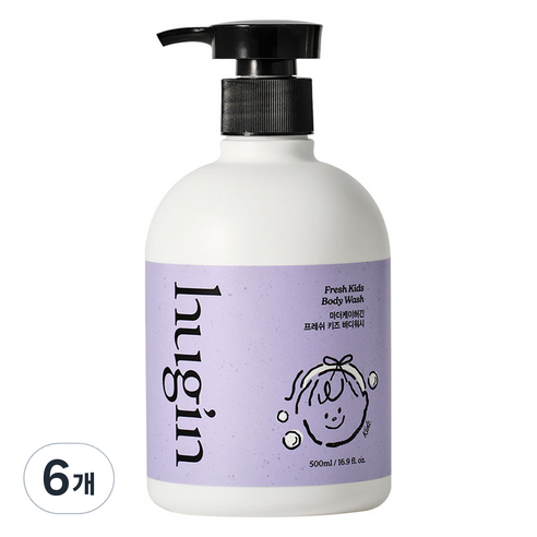 허긴 프레쉬 키즈 바디클렌저 식물유래추출물향, 500ml, 6개