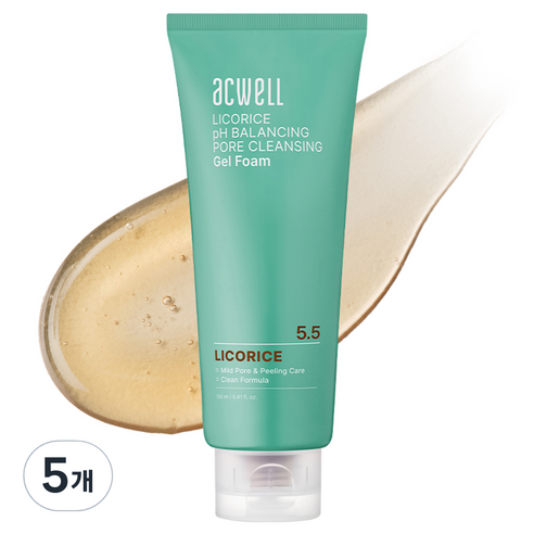 아크웰 감초수 피에이치 밸런싱 포어 클렌징 젤 폼, 160ml, 5개