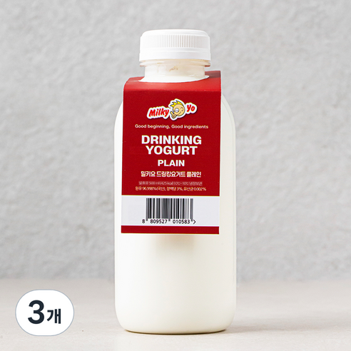 밀키요 드링킹 요거트 플레인, 3개, 500ml