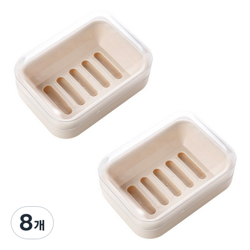 더자카 반투명 배수비누곽, 베이지, 8개