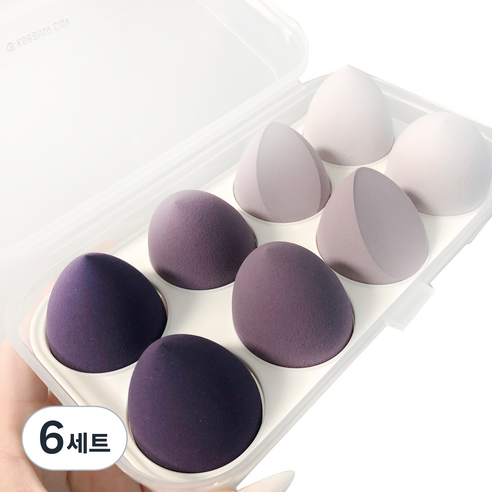 케이뷰티시티 물방울 똥퍼프 8p + 보관 케이스 세트, 울트라바이올렛, 6세트