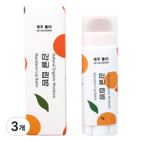 제주동백오일 재주좋아 투명 립밤 입술보호제, 3개, 감귤, 5ml