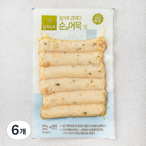 올가홀푸드 밀가루 ZERO 순어묵 봉, 210g, 6개