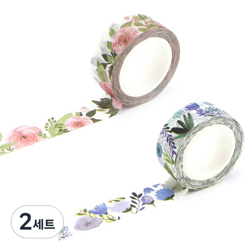 라이프포인트 내츄럴 일러스트 마스킹 테이프, 05보라별꽃, 11동백나무, 2세트
