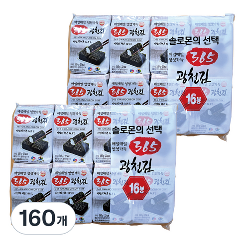 365광천김 재래 도시락, 3.65g, 160개