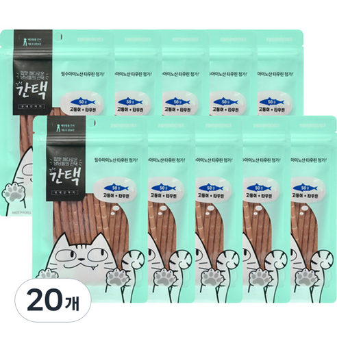 간택 고양이 져키 50g, 고등어 + 타우린 혼합맛, 20개