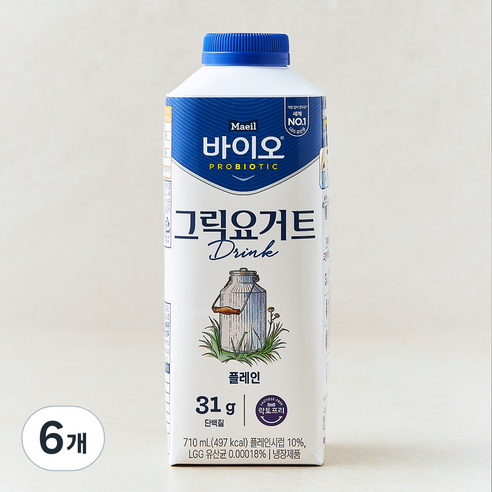 매일바이오 그릭요거트 드링크 플레인, 6개, 1개입, 710ml