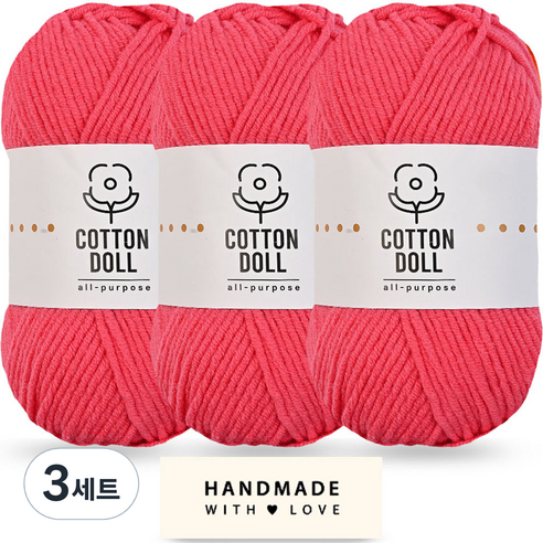 니뜨 코튼돌실 50g x 3p + 코튼 라벨 세트, 3세트, 16 코랄