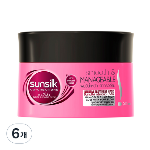 선실크 스무스 & 매니저블 헤어 트리트먼트 마스크, 200ml, 6개